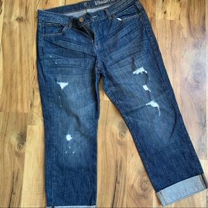 New York & Company Distressed Straight Leg Capris